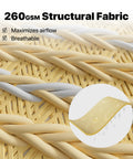 Close-up of 260 GSM permeable fabric structure of Heavy Duty 20 by 24 Beige Sun Shade Sail With Super Ring Hardware UPF50 Plus UV Block.