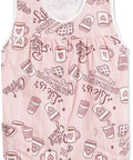Hassle Free Snap Front Cobbler Apron Vest With Dual Patch Pockets Top Shelf Easy Care Smock featuring coffee-themed design.