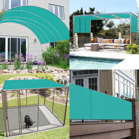 8x28 Foot Waterproof Shade Cloth With Grommets Sun Shade Sail Rectangle Turquoise 260 GSM UV Block Fabric Patio Canopy