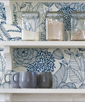 Navy Floral Peel And Stick Wallpaper From Secret Garden Pattern Safe For Walls No Mess Residue Free And Easily Removable Repositionable
