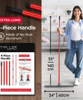 Heavy Duty 24 Inch Floor Squeegee For Concrete And Commercial Spaces Featuring An Effortless Grip Push And Pull Handle, shown with a 55 inch aluminum handle.