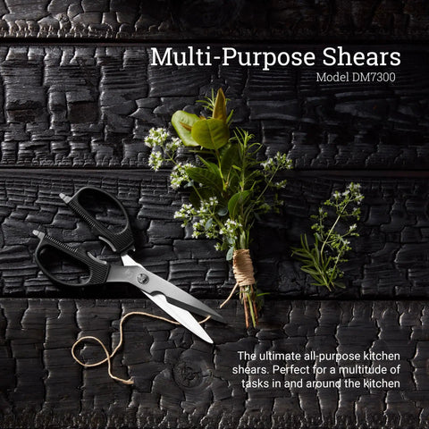 Heavy Duty Kitchen Shears For Home Cooks And Pro Chefs, Multipurpose Scissors With Detachable Blades For Easy Cleaning, Durable 420J2 Stainless Steel, Built To Tackle Tough Tasks Like A Boss In The Kitchen, shown with herbs