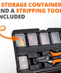 Pro Grade Crimping Tool Kit With Six Interchangeable Dies, Ratcheting Wire Crimper, Terminal Crimp Pliers, Wire Stripper in case