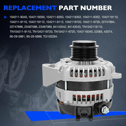 Beefed Up 150 Amp Alternator Replacement For 2014 Through 2019 Silverado Sierra 1500 2500 3500 HD, side view