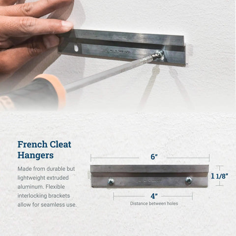 Beefy Heavy Duty Mirror Hanger Kit With 6 Inch Aluminum Z Clips 3 Pairs 50 Lb Capacity Wall Mount Brackets shown with installation details
