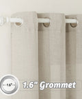 Sheer Linen Textured Grommet Curtains 84 Inch Long Semi Sheer Privacy Light Filtering Shabby Chic for Living Room and Dining Room Angora Color 52 Inch Wide 2 Panels