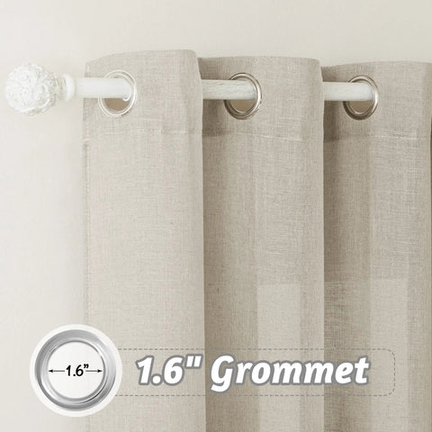 Sheer Linen Textured Grommet Curtains 84 Inch Long Semi Sheer Privacy Light Filtering Shabby Chic for Living Room and Dining Room Angora Color 52 Inch Wide 2 Panels