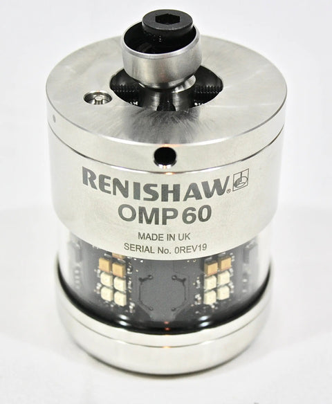 OMP60 Machine Tool Probe Kit With Warranty New In Box for Haas and Mazak, showing Renishaw model, silver cylindrical body.
