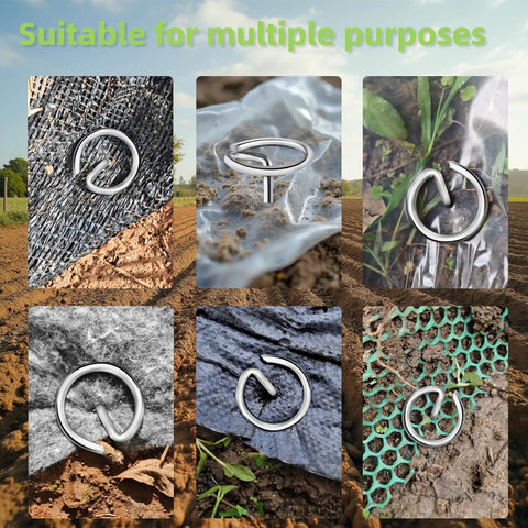 Heavy Duty 6 Inch Galvanized Landscape Stakes With Circle Top Pins 8 Gauge Zero Point Sixteen Inch Thick Ground Anchors installed in various materials