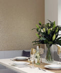 Dining room with Gold Sequin Wallpaper Roll With Sparkle Finish For Living Rooms And Feature Walls Metallic Texture 20.5 Inches By 19.5 Feet Full Roll Glam Wall Decor That Turns Heads