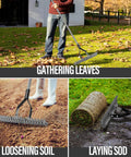Thatch Rake With 58.5 Inch Adjustable Handle And 15 Inch Steel Head For Lawn Care And Yard Work, debris and thatch removal
