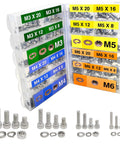 Metric Bolt And Screw Assortment Kit 880Pcs With M3 M4 M5 M6 Hex Socket Head Cap Screws Nuts Washers Spring Washers 304 Stainless Steel Includes 16 Sizes In Foldable Organizer Box All In One