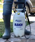 Person holding 1.5 Gallon Bleach Sprayer Handheld Chemical Sprayer With Viton Seals, Lightweight White Sprayer For Home Cleaning And Disinfecting