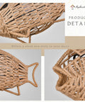 Close-up of woven fish-shaped chandelier details for Woven Pendant Light Dope Boho Chandelier With Fish Shape Rustic Farmhouse Hemp Rope Rattan Fixture For Dining Room Living Room Bedroom Kitchen And Foyer Adjustable 60-Inch Cord Bulb Included