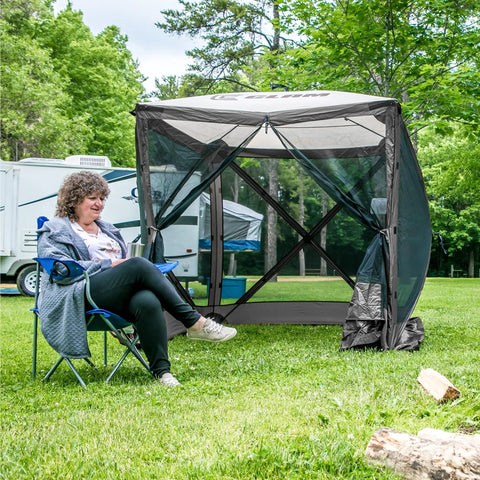 Pop Up Screen Tent For Outdoors, Instant Setup In 60 Seconds, 6 By 6 Foot Gray Bug Free Canopy Shelter For Camping
