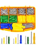 Premium Drywall Anchors And Screws Kit, 260 Piece All In One Wall Mounting Set for Concrete and Stucco, organized in orange case