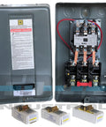 Magnetic Motor Starter Control For Air Compressors, 5HP 20A, 208 230V 3-Phase, Thermal Overloads Included, NEMA 1 Enclosure