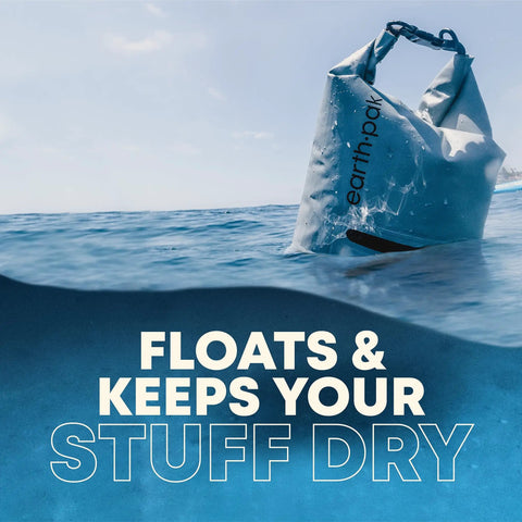 Waterproof Dry Bag 20L With Front Zip Pocket And Phone Case Heavy Duty 500D PVC floating on water.