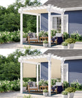 12 By 12 Pergola Cover With Grommets And Weighted Rods HDPE UV Blocking Shade Cloth For Gazebo Backyard Deck Or Porch Wind Resistant Easy Install Replacement Sun Screen In Beige installation before and after