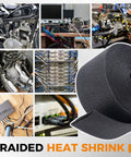 Heat Shrink Braided Sleeving For Wires And Cables Three Eighths Inch By Fifteen Feet High Temperature Rugged Automotive Grade Protection Tough Durable Insulation Temperature Range Minus Thirty One To Two Hundred Eighty Four Fahrenheit, black braided roll