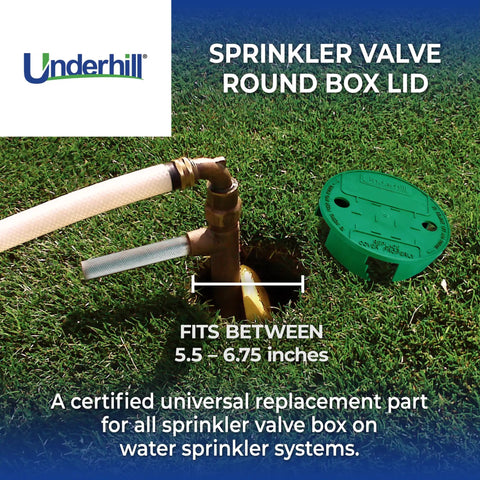 VersaLid Round Sprinkler Valve Box Cover 6 To 7 Inch Universal Fit For Automatic Irrigation System Green VL 6 on lawn