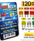 120 Piece Auto Fuse Kit With 119 Blade Fuses And Color Coded Housings Plus Fuse Puller Includes 5A 7.5A 10A 15A 20A 25A 30A