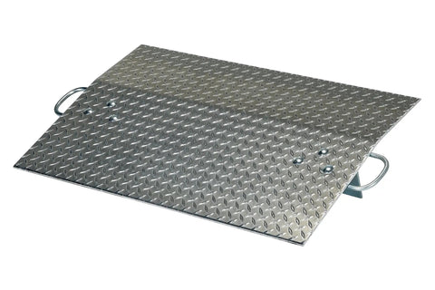Top Shelf Aluminum Hand Truck Dock Plate 36 X 24 Inches for Loading Dollies and Carts, heavy-duty diamond plate design.