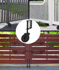 Heavy Duty Gate Wheel Caster With Spring Loaded Mechanism, 360 Degree Swivel Rubber Wheel For Wooden Barn Gates, Rust Resistant Outdoor Gate Support Roller, Built To Last, 2 Pack shown installed on various gates