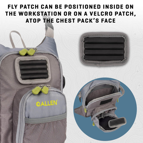 Fly patch on Fall River Fishing Chest Pack With Front Workstation, Fits Up To Two Tackle Or Fly Boxes, 152 Cu In Capacity