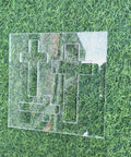 Hella Durable Cross Router Template For Woodworking And DIY Creations Solid Clear Acrylic Ribbon Crosses Inlay Jig with three sizes on grass.