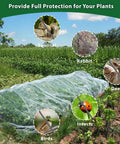 Ultra Fine Garden Mesh Netting Pest Barrier Ten By Fifty Feet covering plants in garden with animals depicted