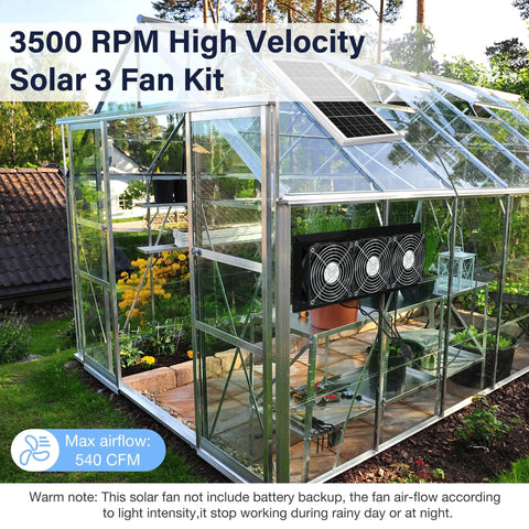Solar Powered 3 Fan Kit For Outdoor Chicken Coop Greenhouse And Shed Waterproof Air Intake Or Exhaust Fans High Flow Easy Install