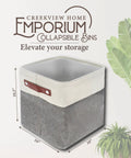Fabric Cube Storage Bins Four Pack 10 Inch By 10 Inch Gray And White Foldable Storage Cubes with decorative plants