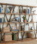 Dope Rustic Industrial 67 Inch Bookcase With Metal And Wood Shelves 5 Tier Tall Open Display Shelf Vintage Brown Home Office