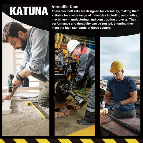 KATUNA 304 stainless bolt and nut assortment kit, 616 pieces, metric M4–M6 and 15 sizes with flat and spring washers
