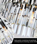 Close-up of real K9 crystals in 2 tier crystal chandelier with black finish for living room bedroom dining room and hallway