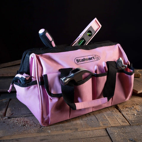 Pink 123 Piece Tool Kit With Carrying Bag Heat Treated Steel Hand Tools And Repair Set For Apartments Dorms And Homeowners