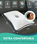 Ergonomic Memory Foam Ear Pillow With Ear Hole For Side Sleepers, Relief From Ear Pain And Post Piercing, 50x30cm, Firm Support, Breathable Cotton Poly Cover, Ideal For Chondrodermatitis CNH Comfort displayed on couch