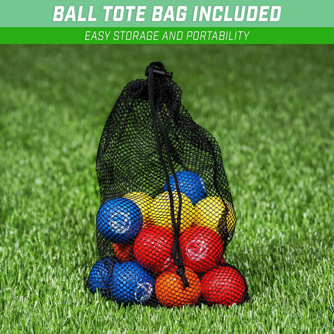 Foam Golf Practice Balls 16 Pack With Realistic Feel And Limited Flight in mesh tote bag for indoor or outdoor practice