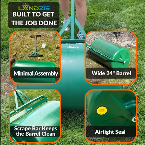 24 Inch Poly Lawn Roller With Fifteen Point Eight Gallon Water Fill Heavy Duty Sod Roller For Pressing In Grass Seed visualization