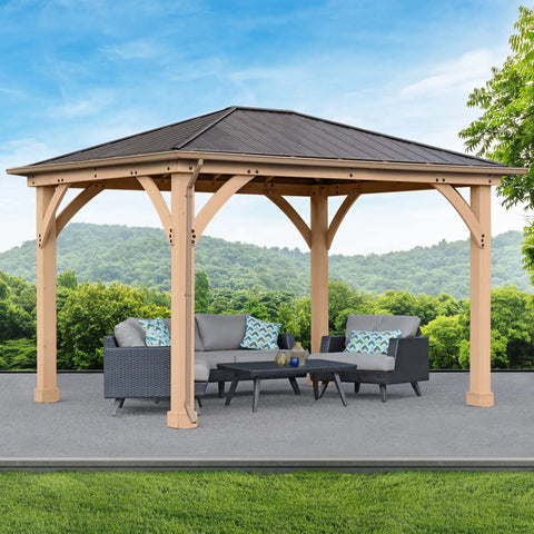 Rain Gutter Kit For 10x12 Meridian Gazebo, PVC Gutter System With Heavy Duty Brackets, 2.2 Inch High By 3.3 Inch Wide Gutter, Debris Stop, Dual Downspouts That Channel Rain Off Your Patio, Deck Or Porch, Easy Install