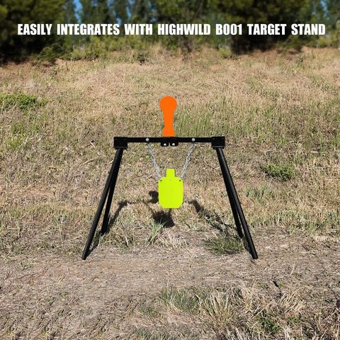 Three Eighths Inch AR500 Popper Steel Target 12 Inch Pop Up Resetting Shooting Target with stand on outdoor range