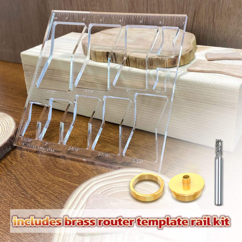 10 In 1 Router Template Set For Woodworking With Butterfly Inlay And Bowtie Jig Kit, clear acrylic templates displayed on table
