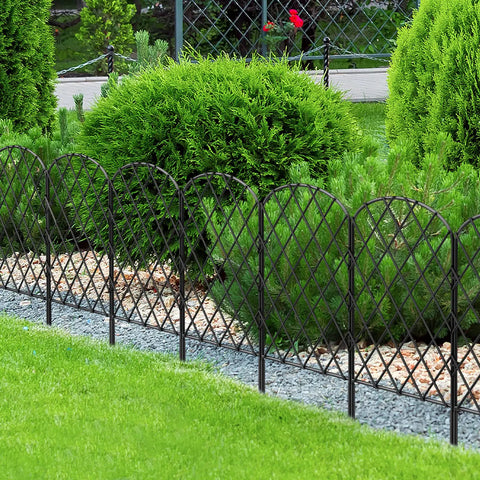 10 Pack Decorative Garden Fence Panels, 24 Inch High, 10 Feet Long When Connected, Rustproof Metal Wire Border Edging Fencing, Arched Design