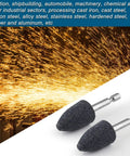 Five Piece Stone Grinding Bits Set For Rotary Tools With One Quarter Inch Hex Shank Cone Shaped Grinding Wheels and sparks background