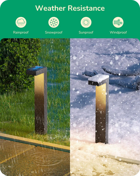 Low Voltage Pathway Lights 12V LED Outdoor Landscape Lighting Kit 4 Pack under rain and snow, waterproof cast aluminum design