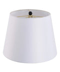 Crisp white tapered shade of Two Tone Oil Rubbed Bronze And Antique Brass Table Lamp with 28.5 inch height, ideal for living room or desk.