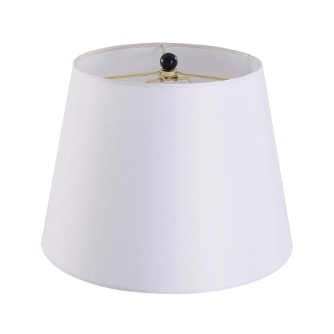 Crisp white tapered shade of Two Tone Oil Rubbed Bronze And Antique Brass Table Lamp with 28.5 inch height, ideal for living room or desk.