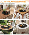 Smooth Operator 35.5 Inch Lazy Susan Turntable With Grip Tight Non Slip Base on different table settings for serving.