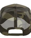 Back view of Forklift Operator Warehouse Statement Trucker Hat with adjustable mesh back in camo green for durable fit.